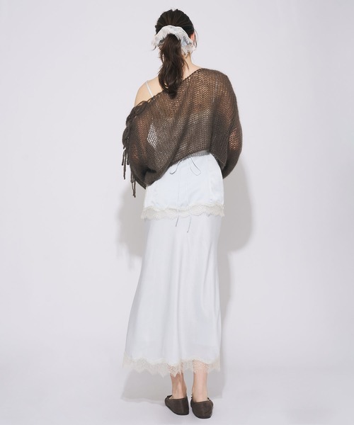 ME COUTURE(ミークチュール)の「2WAYキッドモヘヤリボンスリーブニット(ニット/セーター・レディース・オフホワイト/ブラウン/ピンクベージュ・FREE)」の6枚目の写真