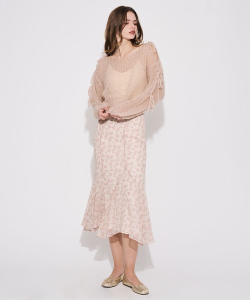 ME COUTURE(ミークチュール)の「2WAYキッドモヘヤリボンスリーブニット(ニット/セーター・レディース・オフホワイト/ブラウン/ピンクベージュ・FREE)」の15枚目の写真