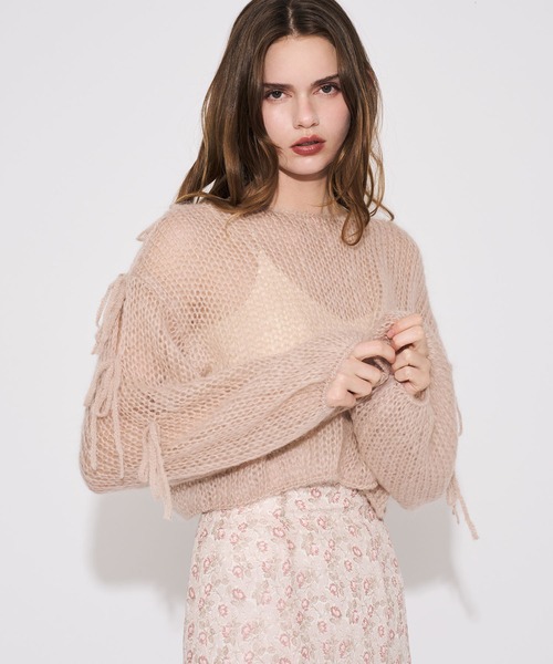 ME COUTURE(ミークチュール)の「2WAYキッドモヘヤリボンスリーブニット(ニット/セーター・レディース・オフホワイト/ブラウン/ピンクベージュ・FREE)」の19枚目の写真
