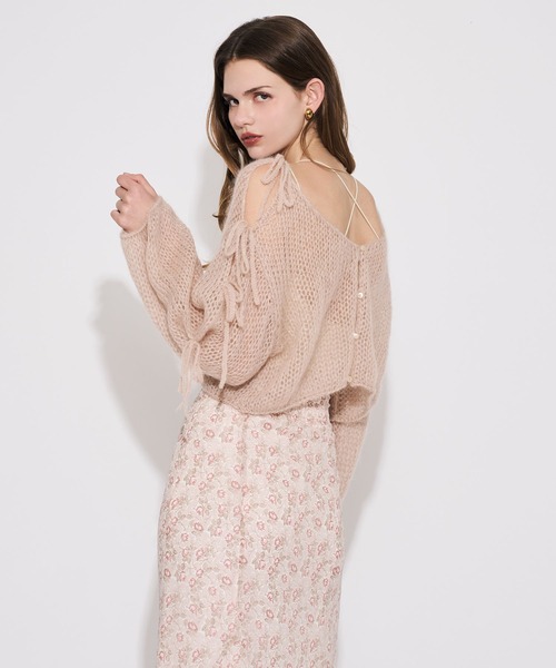 ME COUTURE(ミークチュール)の「2WAYキッドモヘヤリボンスリーブニット(ニット/セーター・レディース・オフホワイト/ブラウン/ピンクベージュ・FREE)」の21枚目の写真
