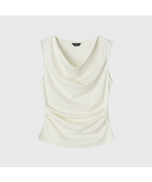 LOOKAST（ルックキャスト）の「カロルカウルネックスリーブレスTシャツ / CAROLE COWL NECK SLEEVELESS T-SHIRT_4colors（Tシャツ/カットソー）」