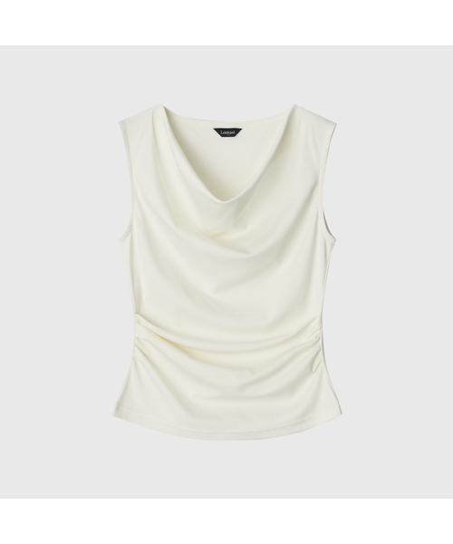 LOOKAST(ルックキャスト)の「カロルカウルネックスリーブレスTシャツ / CAROLE COWL NECK SLEEVELESS T-SHIRT_4colors(Tシャツ/カットソー・レディース・アイボリー/ブラック/ダークグレー/ブラウン・SMALL/MEDIUM/LARGE)」の2枚目の写真