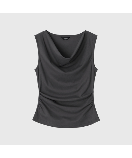 LOOKAST(ルックキャスト)の「カロルカウルネックスリーブレスTシャツ / CAROLE COWL NECK SLEEVELESS T-SHIRT_4colors(Tシャツ/カットソー・レディース・アイボリー/ブラック/ダークグレー/ブラウン・SMALL/MEDIUM/LARGE)」の3枚目の写真