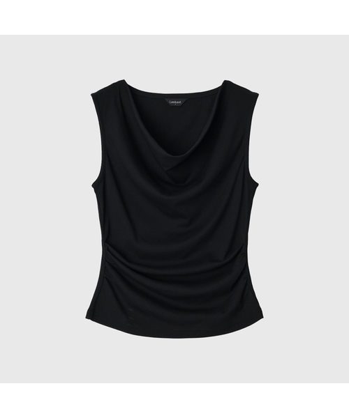 LOOKAST(ルックキャスト)の「カロルカウルネックスリーブレスTシャツ / CAROLE COWL NECK SLEEVELESS T-SHIRT_4colors(Tシャツ/カットソー・レディース・アイボリー/ブラック/ダークグレー/ブラウン・SMALL/MEDIUM/LARGE)」の1枚目の写真