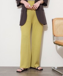 レーヨンポリプレーティングリブニットパンツ