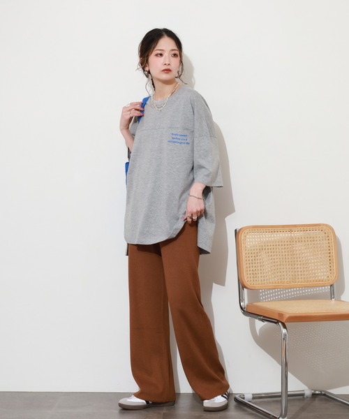 Re:EDIT（リエディ）の「レーヨンポリプレーティングリブニットパンツ（その他パンツ・レディース・ホワイト/ブラウン/ライム・M）」の17枚目の写真