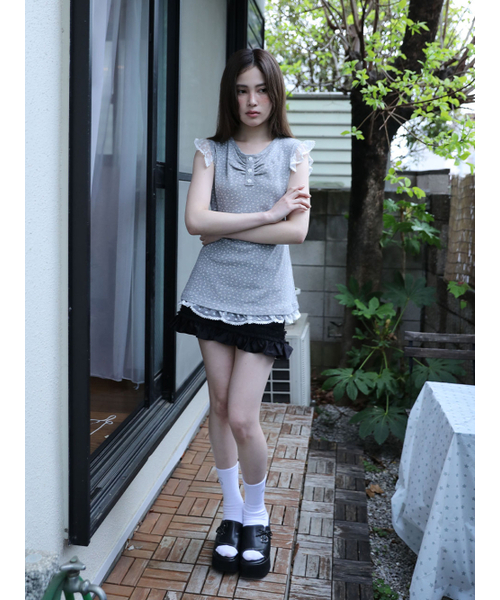 UGLY SHADOW（アグリーシャドウ）の「FLOWER LACE SLEEVELESS(GREY)（Tシャツ/カットソー・レディース・その他・FREE）」の3枚目の写真