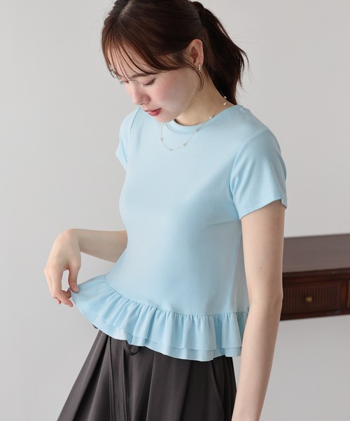 BLUEEAST（ブルーイースト）の「ティアードフリルペプラムカットソー（Tシャツ/カットソー・レディース・ブルー/ホワイト/ブラック・MEDIUM）」の3枚目の写真