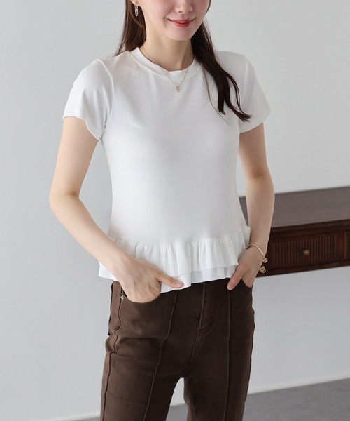 BLUEEAST（ブルーイースト）の「ティアードフリルペプラムカットソー（Tシャツ/カットソー・レディース・ブルー/ホワイト/ブラック・MEDIUM）」の10枚目の写真