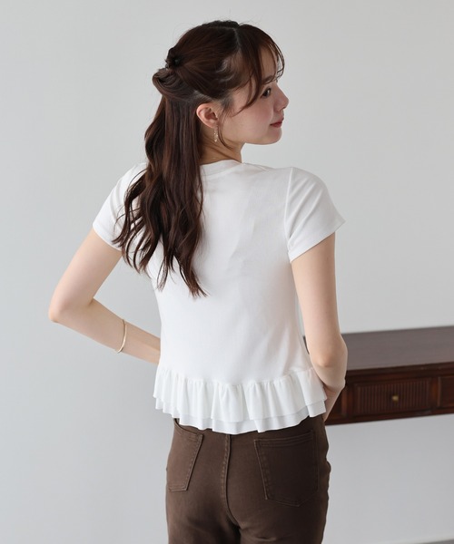 BLUEEAST（ブルーイースト）の「ティアードフリルペプラムカットソー（Tシャツ/カットソー・レディース・ブルー/ホワイト/ブラック・MEDIUM）」の8枚目の写真