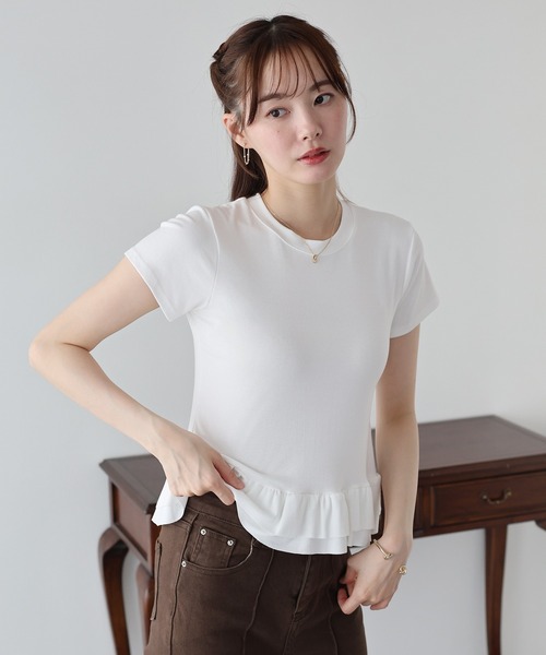 BLUEEAST（ブルーイースト）の「ティアードフリルペプラムカットソー（Tシャツ/カットソー・レディース・ブルー/ホワイト/ブラック・MEDIUM）」の9枚目の写真