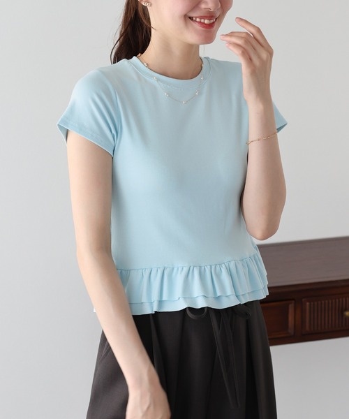 BLUEEAST（ブルーイースト）の「ティアードフリルペプラムカットソー（Tシャツ/カットソー・レディース・ブルー/ホワイト/ブラック・MEDIUM）」の6枚目の写真