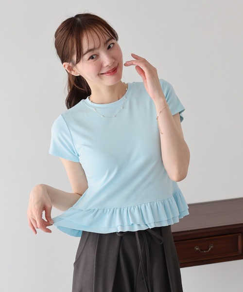 BLUEEAST（ブルーイースト）の「ティアードフリルペプラムカットソー（Tシャツ/カットソー・レディース・ブルー/ホワイト/ブラック・MEDIUM）」の4枚目の写真