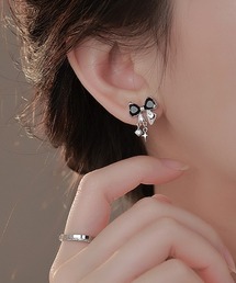 リボン×星デザインピアス