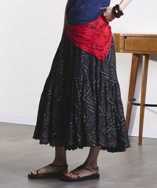 ROSE BUD（ローズバッド）の「(mag.by c)STRIPE CIRCLE SKIRT（スカート・レディース・ブラック/ライトピンク・ONE SIZE）」の4枚目の写真