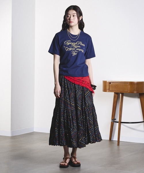 ROSE BUD（ローズバッド）の「(mag.by c)STRIPE CIRCLE SKIRT（スカート・レディース・ブラック/ライトピンク・ONE SIZE）」の6枚目の写真