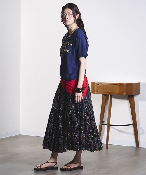 ROSE BUD（ローズバッド）の「(mag.by c)STRIPE CIRCLE SKIRT（スカート・レディース・ブラック/ライトピンク・ONE SIZE）」の7枚目の写真