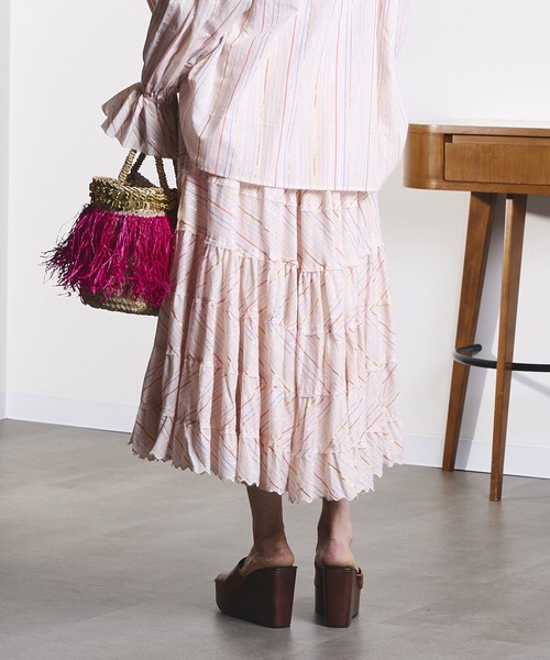 ROSE BUD（ローズバッド）の「(mag.by c)STRIPE CIRCLE SKIRT（スカート・レディース・ブラック/ライトピンク・ONE SIZE）」の11枚目の写真