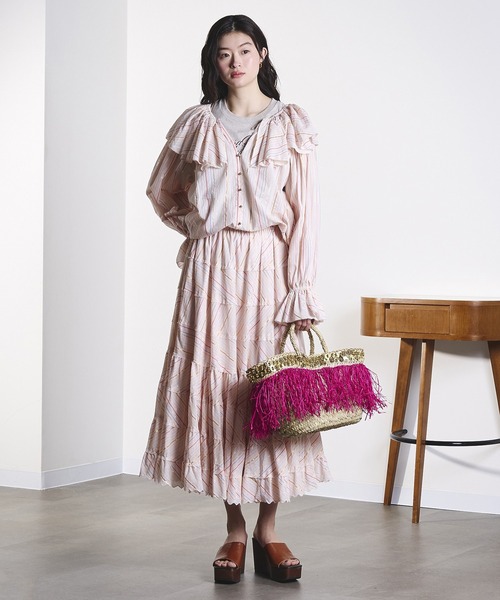 ROSE BUD（ローズバッド）の「(mag.by c)STRIPE CIRCLE SKIRT（スカート・レディース・ブラック/ライトピンク・ONE SIZE）」の14枚目の写真
