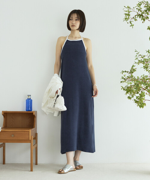 Firsthand(ファーストハンド)の「CHANTECLAIR × Firsthand/シャンテクレール 別注 Pile Camisole Dress / パイル キャミソール ドレス(ワンピース・レディース・ネイビー/オフホワイト・ONE SIZE)」の8枚目の写真
