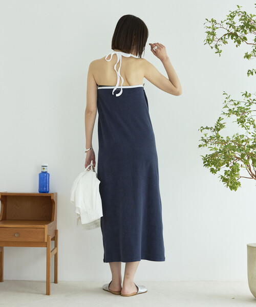 Firsthand(ファーストハンド)の「CHANTECLAIR × Firsthand/シャンテクレール 別注 Pile Camisole Dress / パイル キャミソール ドレス(ワンピース・レディース・ネイビー/オフホワイト・ONE SIZE)」の12枚目の写真