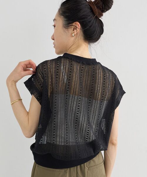le.coeur blanc(ルクールブラン)の「【洗える】ラッセルレースフレンチプルオーバー(Tシャツ/カットソー・レディース・ホワイト/ブラック・38)」の6枚目の写真