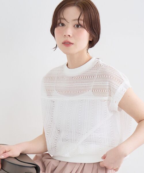 le.coeur blanc(ルクールブラン)の「【洗える】ラッセルレースフレンチプルオーバー(Tシャツ/カットソー・レディース・ホワイト/ブラック・38)」の20枚目の写真
