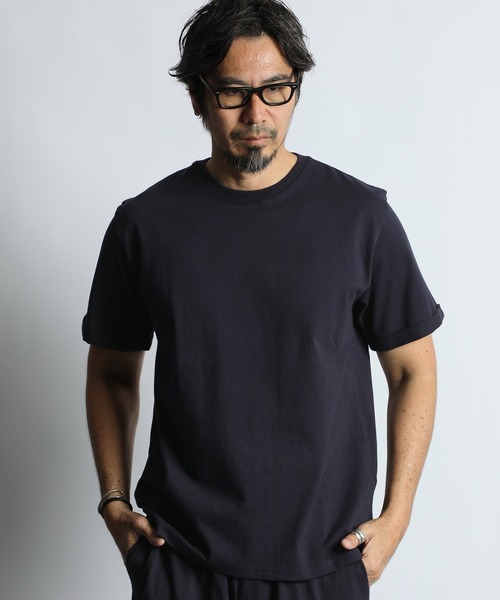 The DUFFER of ST.GEORGE(ザダファーオブセントジョージ)の「8oz HEAVY WEIGHT COTTON ROLL-UP SLEEVE TEE:セットアップ対応 ヘビーウェイト ロールアップTシャツ / 厚手Tシャツ / こなれ感 / レギュラーフィット(Tシャツ/カットソー・メンズ・オフホワイト/スミクロ/ベージュ/ネイビー・X-LARGE/LARGE/MEDIUM/SMALL)」の20枚目の写真