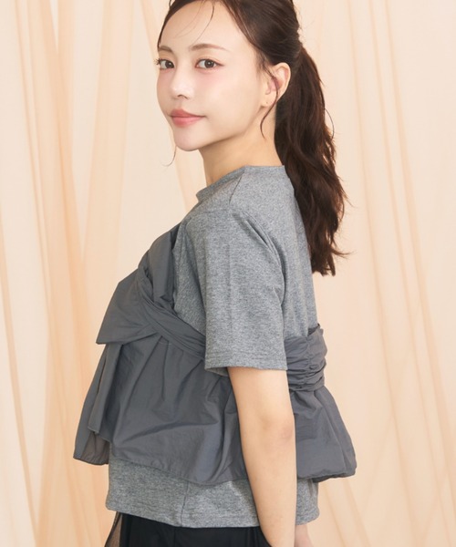 krahe（クレーエ）の「ビッグリボン・アシンメトリーTシャツ（Tシャツ/カットソー・レディース・グレー/ブラック/オフホワイト・FREE）」の20枚目の写真