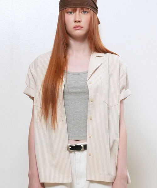 GENERAL IDEA(ジェネラルアイデア)の「【GENERAL IDEA】シアサッカーカラーハーフシャツ / SEERSUCKER HALF SLEEVE SHIRT(シャツ/ブラウス・レディース・ベージュ/ホワイト・L/M/S)」の10枚目の写真
