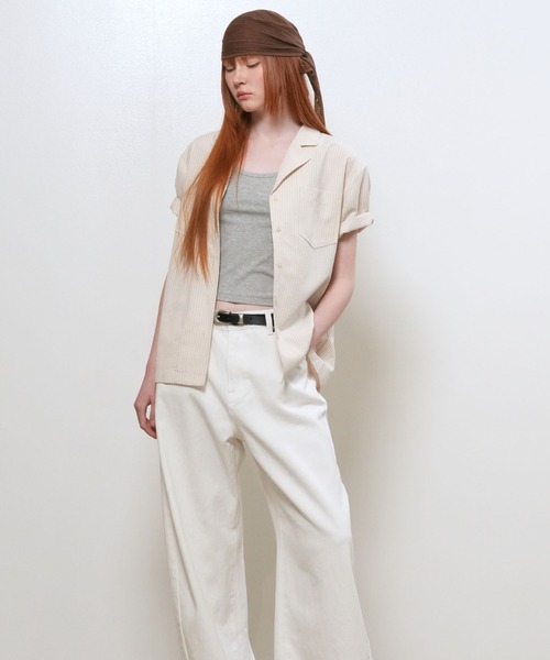 GENERAL IDEA(ジェネラルアイデア)の「【GENERAL IDEA】シアサッカーカラーハーフシャツ / SEERSUCKER HALF SLEEVE SHIRT(シャツ/ブラウス・レディース・ベージュ/ホワイト・L/M/S)」の13枚目の写真
