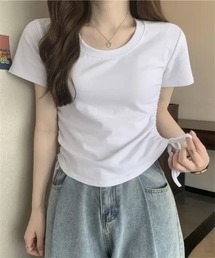 サイド紐シャーリングTシャツ