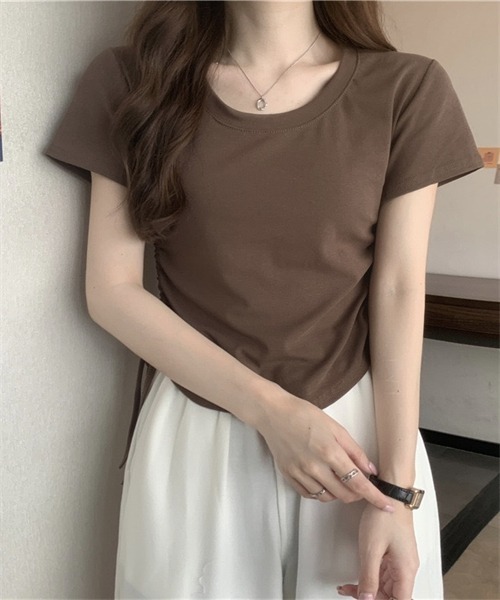 Dream garden(ドリームガーデン)の「サイド紐シャーリングTシャツ(Tシャツ/カットソー・レディース・ホワイト/ブラック/グレー/ブラウン/ピンク・L/XL/XXL/M)」の18枚目の写真