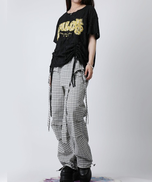 HOOK(フック)の「HOOK for girls チェック柄 × サイドフラップ カーゴパンツ(カーゴパンツ・レディース・ブルー/ブラック・M)」の19枚目の写真