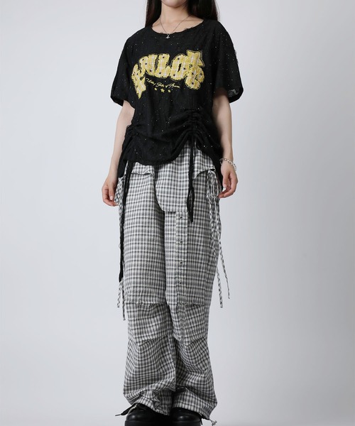 HOOK(フック)の「HOOK for girls チェック柄 × サイドフラップ カーゴパンツ(カーゴパンツ・レディース・ブルー/ブラック・M)」の18枚目の写真
