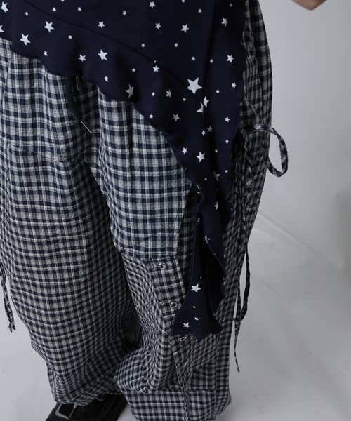 HOOK(フック)の「HOOK for girls チェック柄 × サイドフラップ カーゴパンツ(カーゴパンツ・レディース・ブルー/ブラック・M)」の6枚目の写真