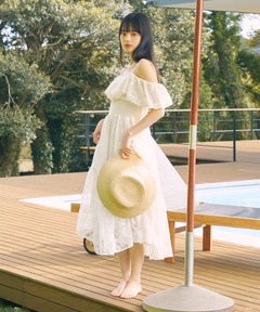 lace docking dot cami onepiece / レースドッキングドットキャミ
