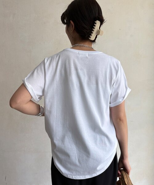 DouDou(ドゥドゥ)の「【WEB限定】レタリングプリント半袖TEE(Tシャツ/カットソー・レディース・オフホワイト/グレー/ブラウン・FREE)」の12枚目の写真
