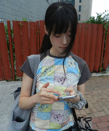NICE GHOST CLUB | PATCHWORK QUILTED PRINTED MINI TEE_CHARCOAL(NG2GMUT545A)(Tシャツ/カットソー)