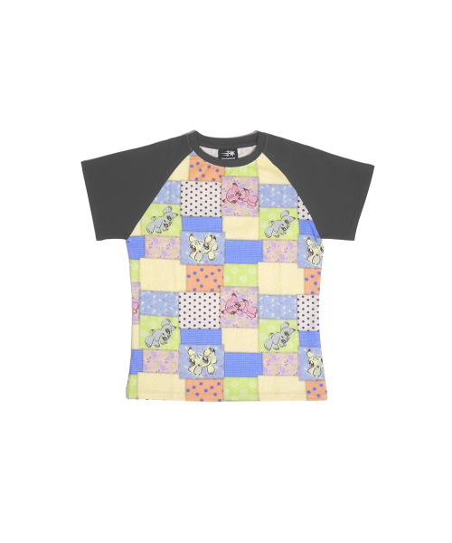 NICE GHOST CLUB（ナイスゴーストクラブ）の「PATCHWORK QUILTED PRINTED MINI TEE_CHARCOAL(NG2GMUT545A)（Tシャツ/カットソー・レディース・チャコール・F）」の7枚目の写真