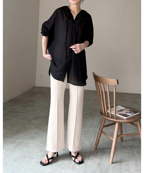 She's Closet（シーズクローゼット）の「ノーカラー深vネックベスト＆パンツスタイル セットアップ（セットアップ・レディース・ブラウン/アイボリー/ベージュ/ブラック・FREE）」の20枚目の写真