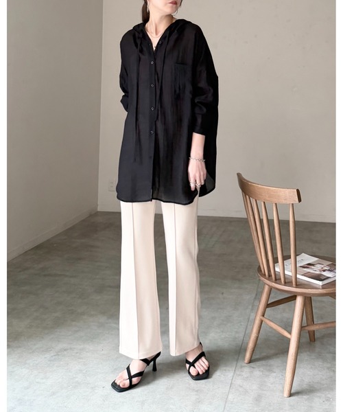 She's Closet（シーズクローゼット）の「ノーカラー深vネックベスト＆パンツスタイル セットアップ（セットアップ・レディース・ブラウン/アイボリー/ベージュ/ブラック・FREE）」の21枚目の写真