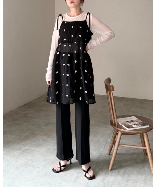 She's Closet（シーズクローゼット）の「ノーカラー深vネックベスト＆パンツスタイル セットアップ（セットアップ・レディース・ブラウン/アイボリー/ベージュ/ブラック・FREE）」の22枚目の写真
