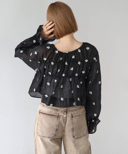 tiptop(ティップトップ)の「花刺繍シアーリボンブラウス(シャツ/ブラウス・レディース・ブラック/サックスブルー/アイボリー・FREE)」の21枚目の写真