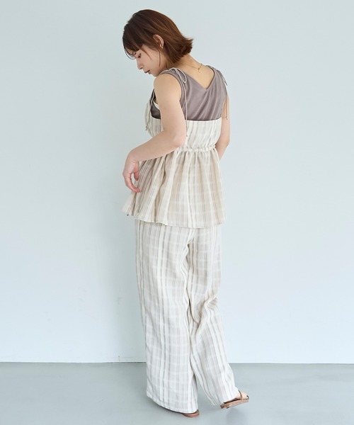 mil(ミル)の「ドビーストライプ ビスチェ リラックスパンツ セットアップ【587252】(サロペット/オーバーオール・レディース・ブルー/ライトイエロー/ブラック/モカ・FREE/XS/S)」の15枚目の写真