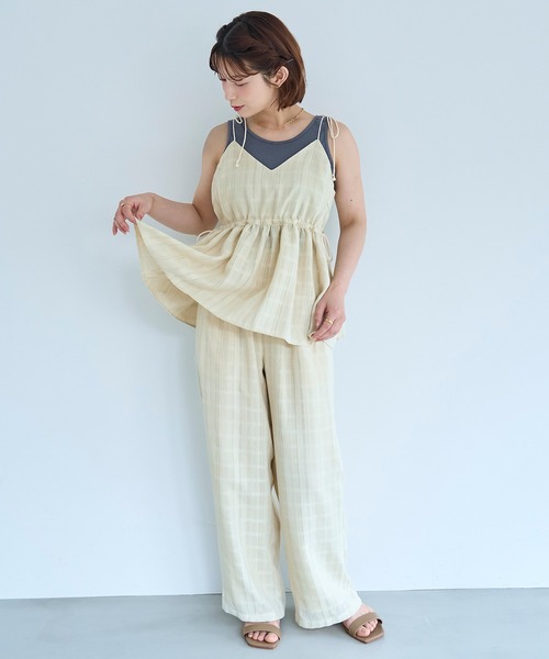 mil(ミル)の「ドビーストライプ ビスチェ リラックスパンツ セットアップ【587252】(サロペット/オーバーオール・レディース・ブルー/ライトイエロー/ブラック/モカ・FREE/XS/S)」の21枚目の写真