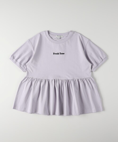 VIVIAN BLUE(ビビアンブルー)の「VIVIAN BLUE(ヴィヴィアンブルー)ワンポイント刺繍ペプラムTシャツ(Tシャツ/カットソー・キッズ・ホワイト系1/イエロー系その他2/パープル系1・11/12/13/14/15 /16)」の2枚目の写真