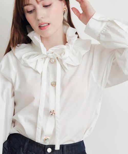 PICCIN（ピッチン）の「エリザベスブラウス（シャツ/ブラウス・レディース・ブラック/オフホワイト・M）」の2枚目の写真
