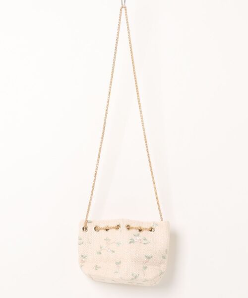 VIBGYOR(ヴィブジョー)の「Mignonjour/フラワー チェーン巾着バッグ M2955(ショルダーバッグ・レディース・ベージュ/ホワイト・FREE)」の8枚目の写真