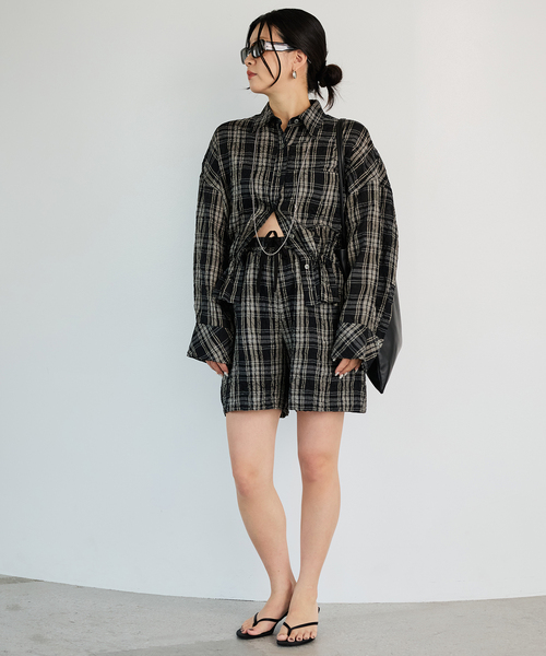IENA LA BOUCLE(イエナラブークル)の「IENA LA BOUCLE キャッチワッシャーチェックシャツ(シャツ/ブラウス・レディース・ブラックミックス・FREE)」の21枚目の写真